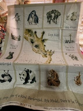 Animal Print Love Is Fabric Panel Hannah Dale Of Wrendale Designs (0699)